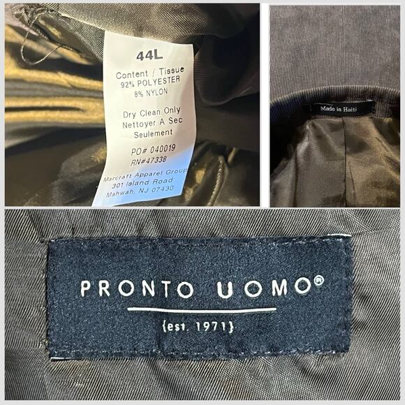 Pronto Uomo Mens 44L Taupe Brown Ultra-Fine Pinwale Corduroy Sport Coat - Picture 14 of 14